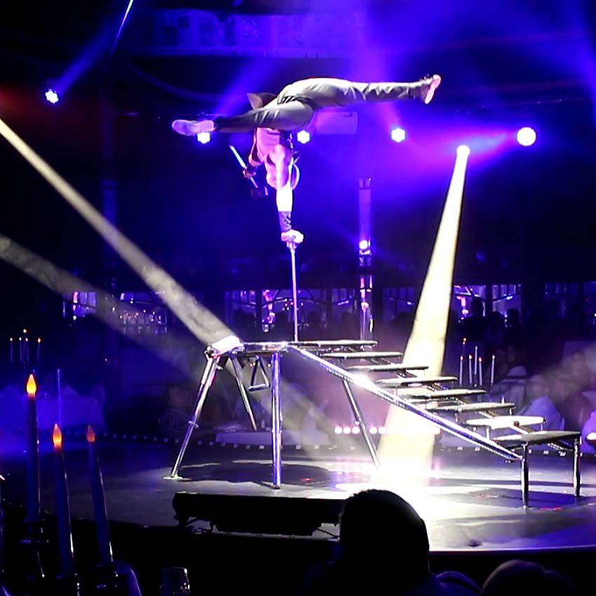 Balance artist during a performance